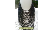 Multi Strand Beads Necklace Black colors with Buckle